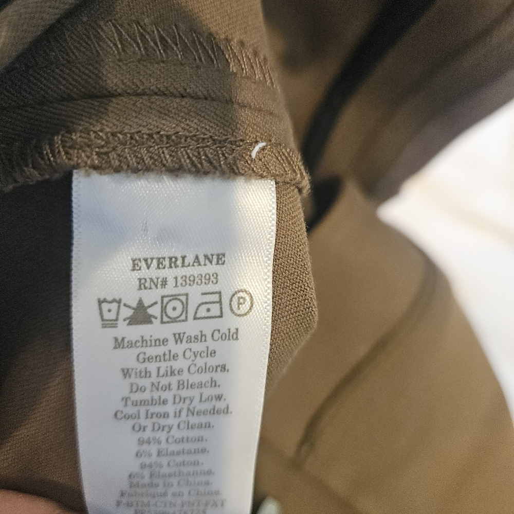 New Everlane Women's Kalamata Green Flat Front Pants Cotton Elastane in Size 2 - Picture 7 of 7